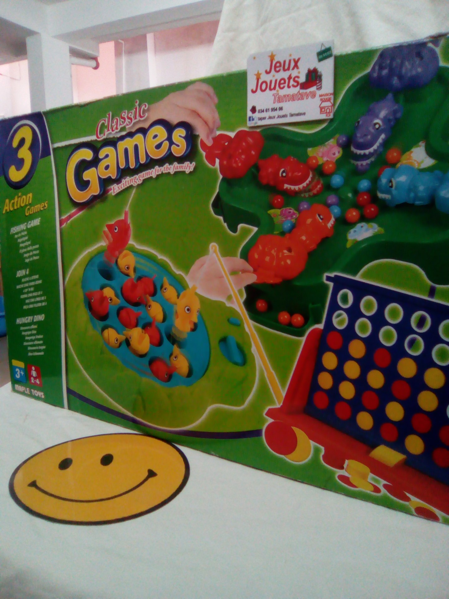 3 Games Jeu de pêche & Dinosaure affamé & Puissance 4
