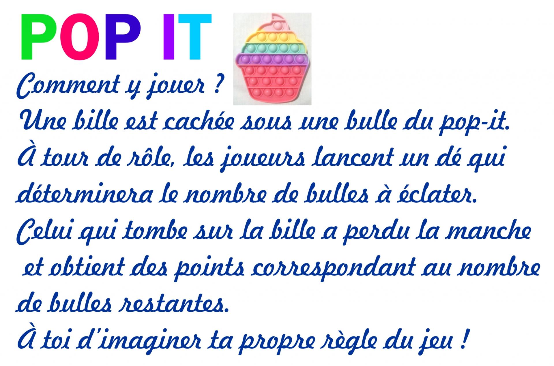 Pop it regle du jeu